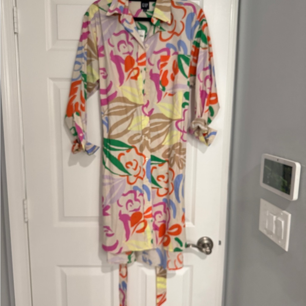 Colorful Floral Shirt Dress women’s gap (abstract) floral shirt dress